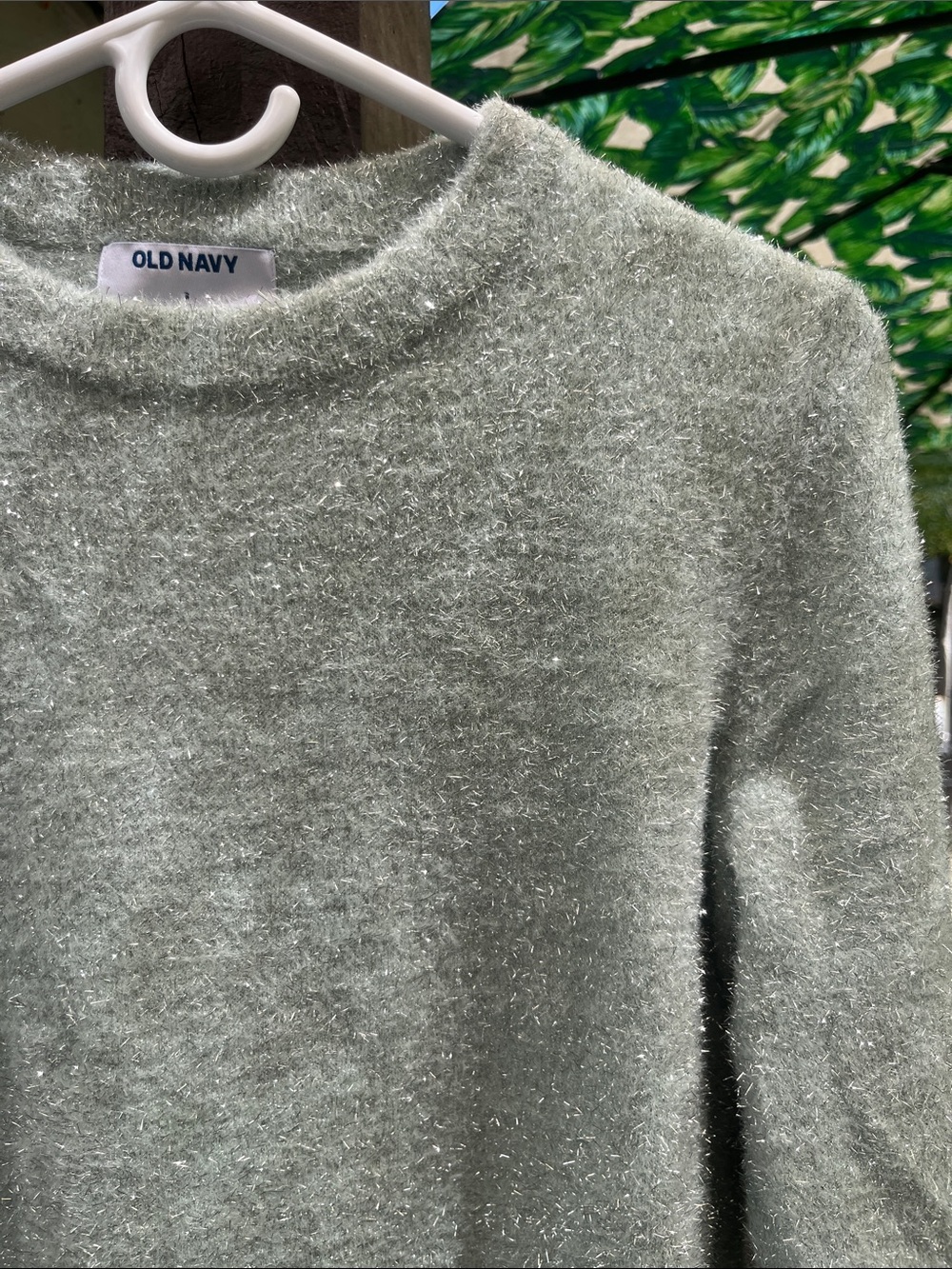Old Navy Periwinkle Blue Eyelash Knit Metallic Shimmer Crewneck Sweater NWOT - Picture 6 of 9